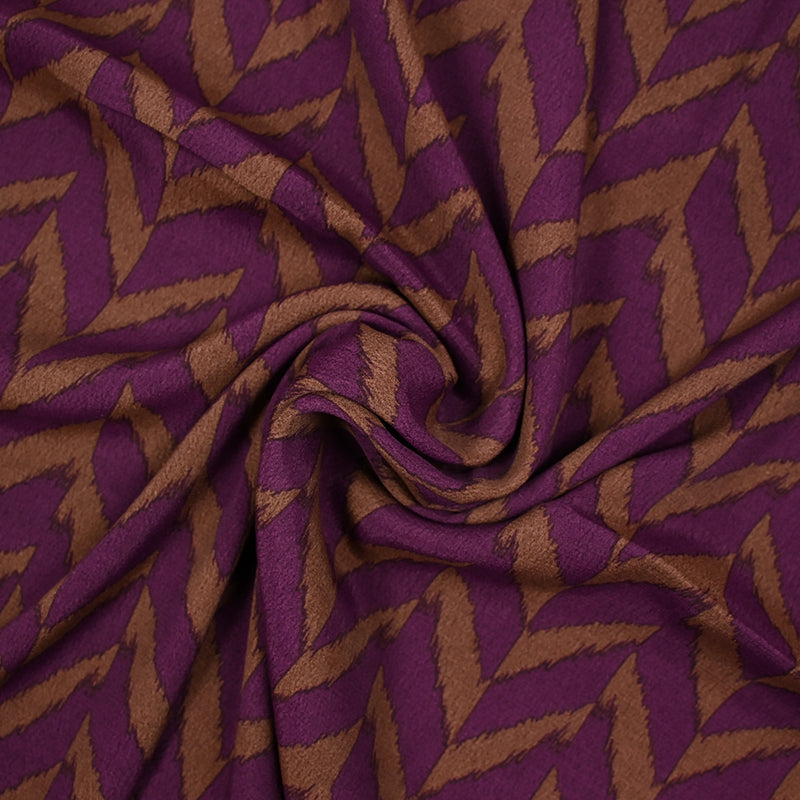 Viscose imprimée chevrons violet fond marron