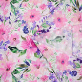 Voile 100% coton Plumetis imprimé printemps rose