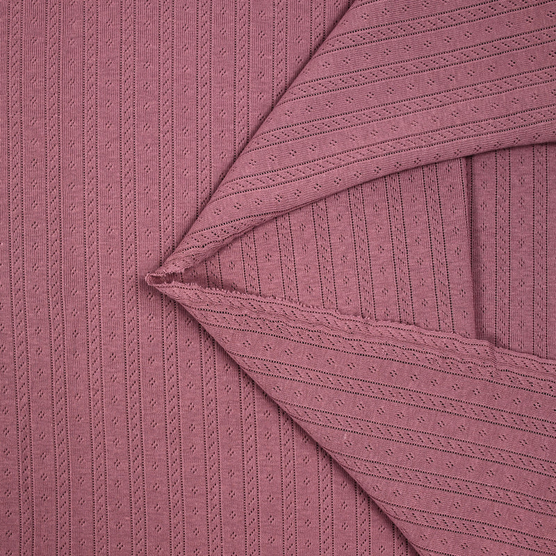 Jersey pointelle 100% coton prune