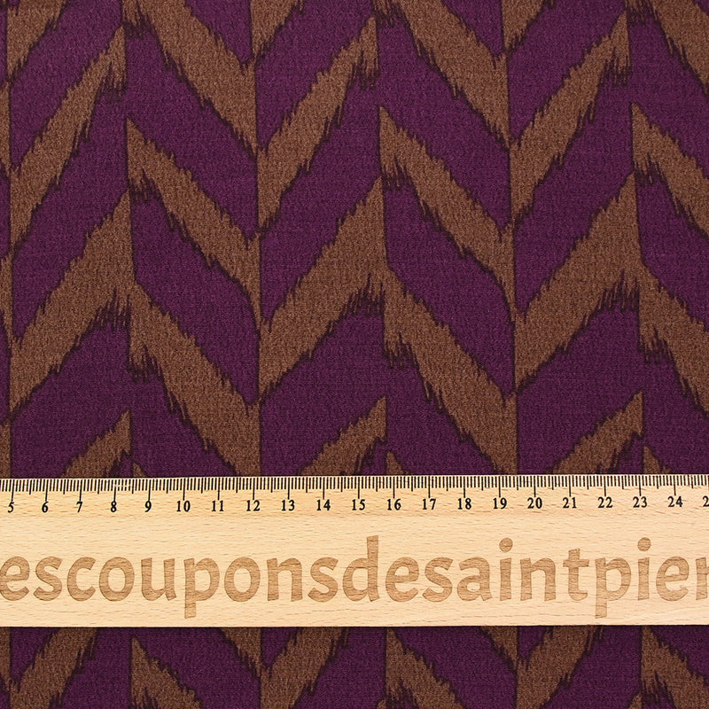 Viscose imprimée chevrons violet fond marron