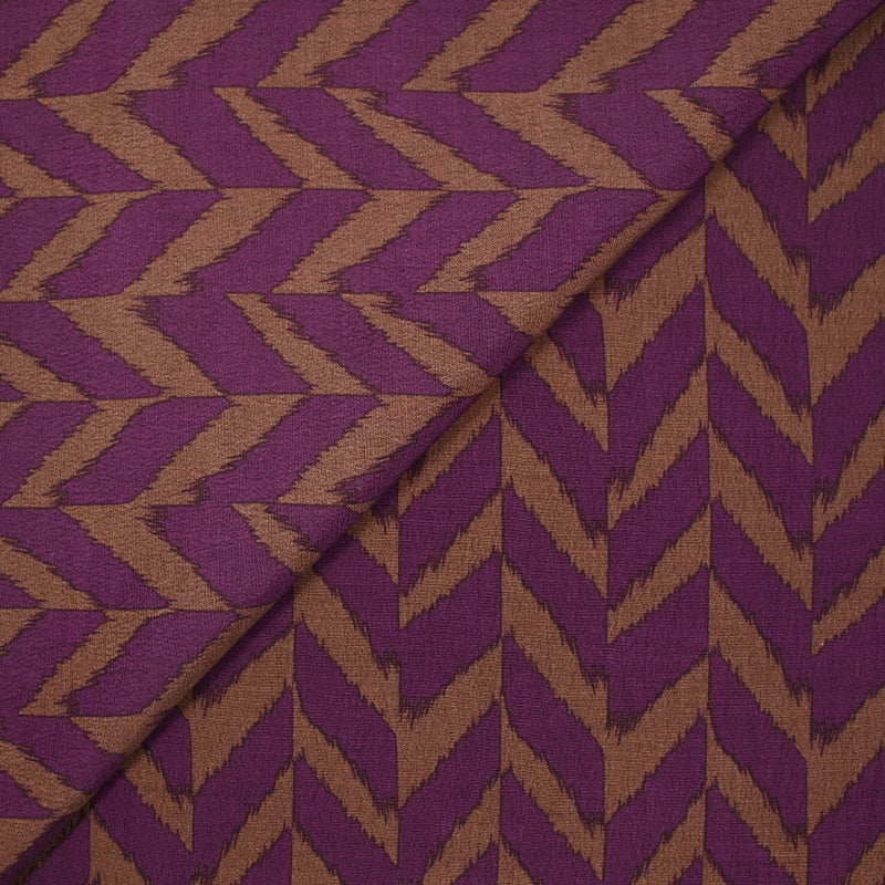 Viscose imprimée chevrons violet fond marron