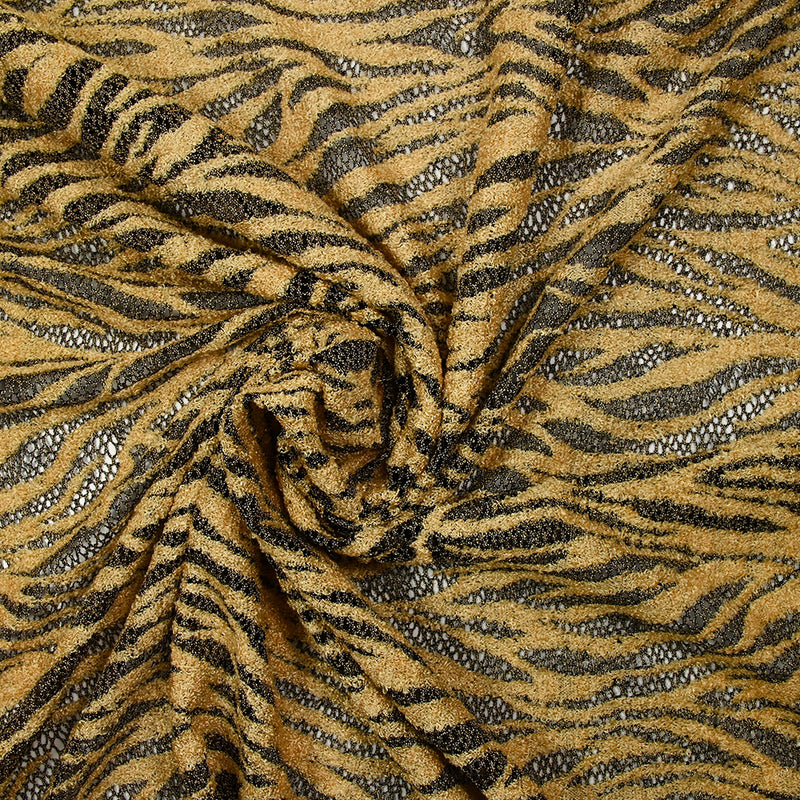 Maille dentelle ajourée feuillage jaune fond noir