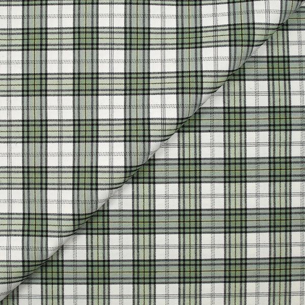 Bengaline polyviscose tartan vert fond blanc