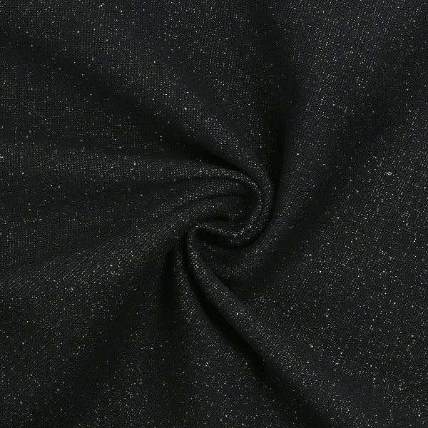 Bord-côte lurex argent tubulaire noir vendu au mètre