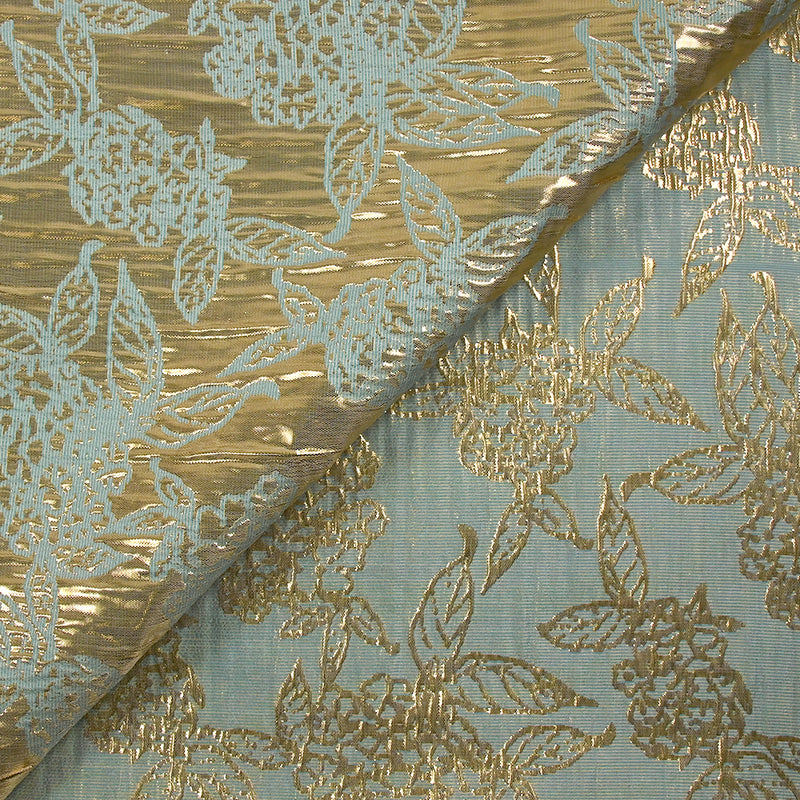 Brocart lamé Constance doré et bleu