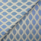 Brocart polyviscose croisement bleu fond écru