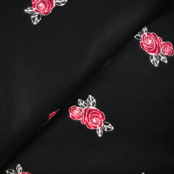 Caban polyester rose rouge feutré fond noir