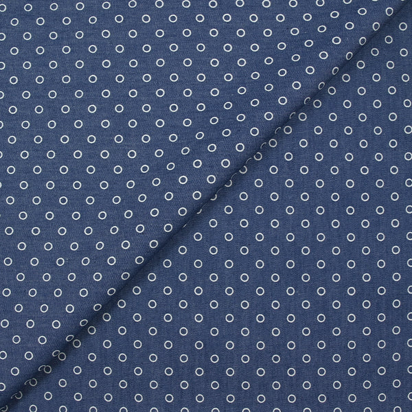 Chambray de polycoton imprimé cercle fond bleu foncé