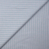 Coton à carreaux bleu barbeau et rose fond blanc