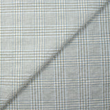 Coton à carreaux froissé ciel et taupe fond blanc
