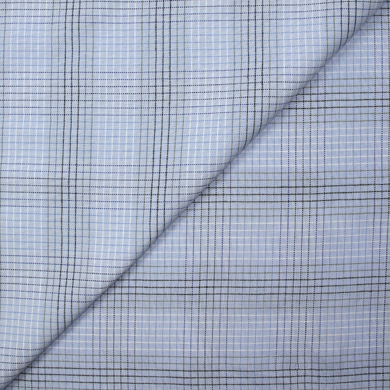 Coton à carreaux Nadège fond bleu clair