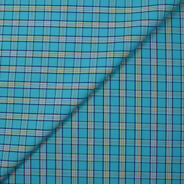 Coton chemise à carreaux fond turquoise