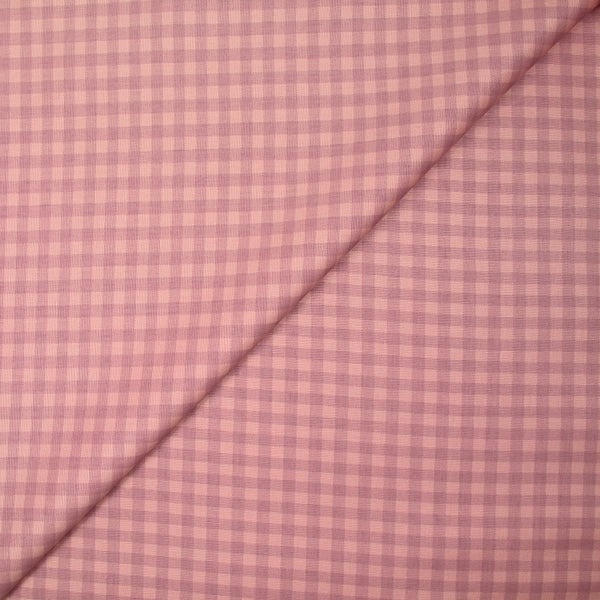 Coton chemise imprimé carreaux mauves fond vieux rose