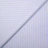 Coton chemise tissé-teint rayé bleu, violet et vert fond blanc