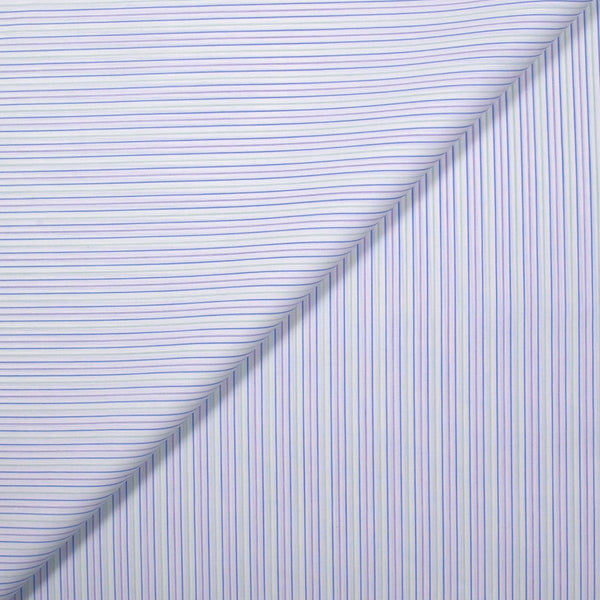 Coton chemise tissé-teint rayé bleu, violet et vert fond blanc