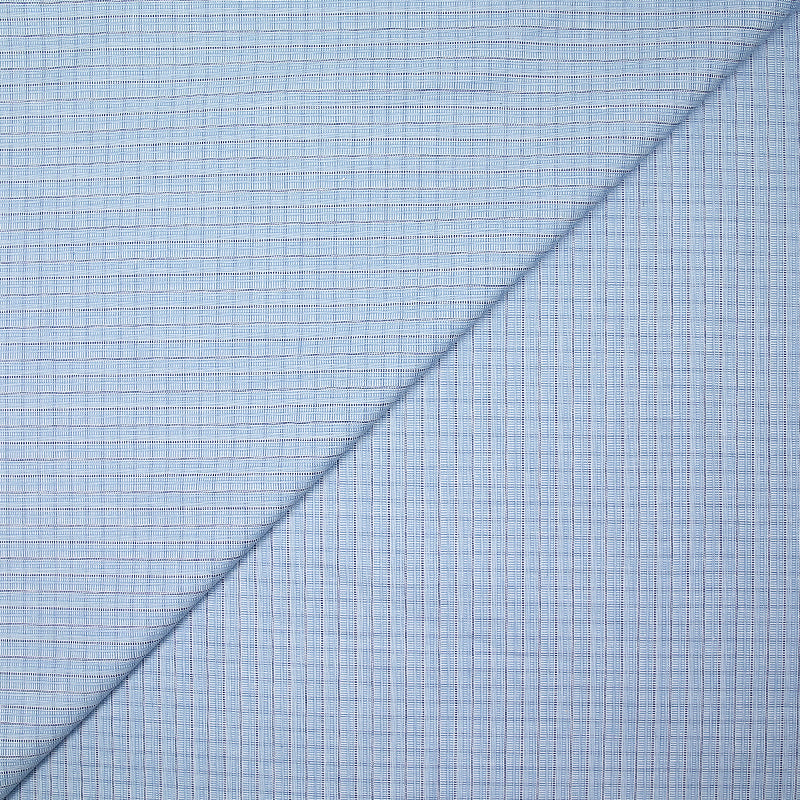 Coton chemise tissé teint rayures bleus fond blanc