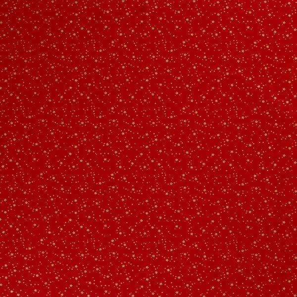 Coton de Noël imprimé tourbillon d'étoile doré fond rouge