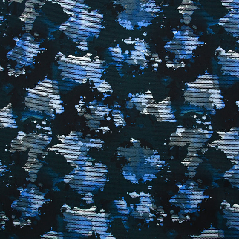 Coton élasthanne imprimé camouflage bleu et marine