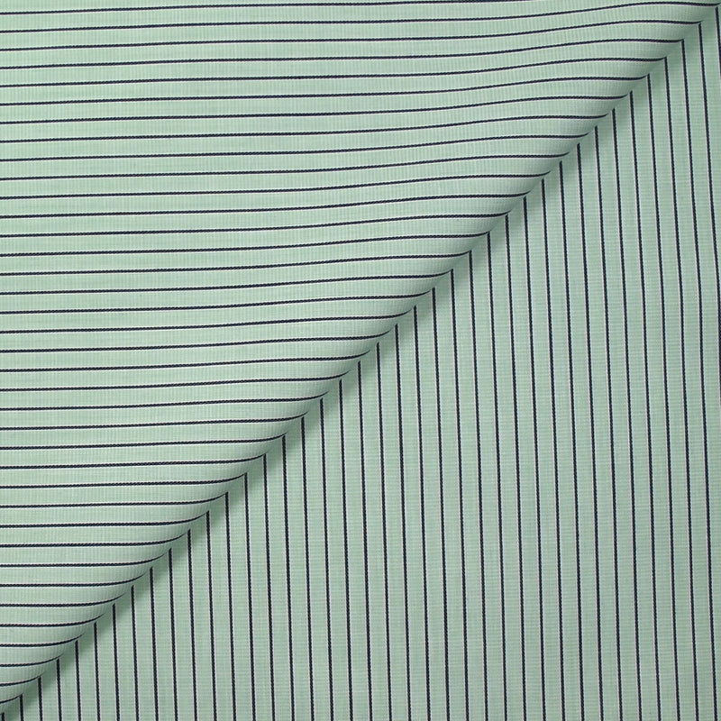 Coton fantaisie rayé vert d'eau et bleu nuit