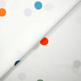 Coton imprimé à pois colorés fond blanc