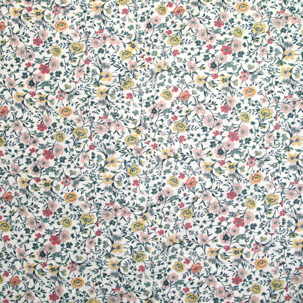 Lot De Coupons De Tissu Fleuri - Rose, Kaki, Doré + Vichy Rose, Coton, Neuf