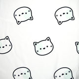 Coton imprimé chat kawai fond blanc