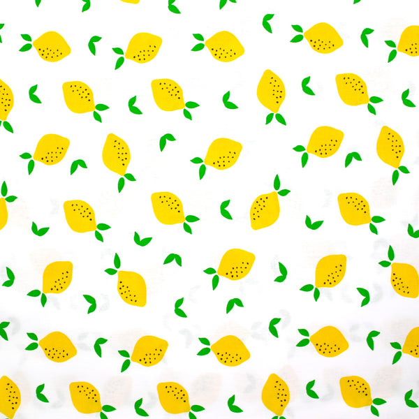 Coton imprimé citronnade fond blanc