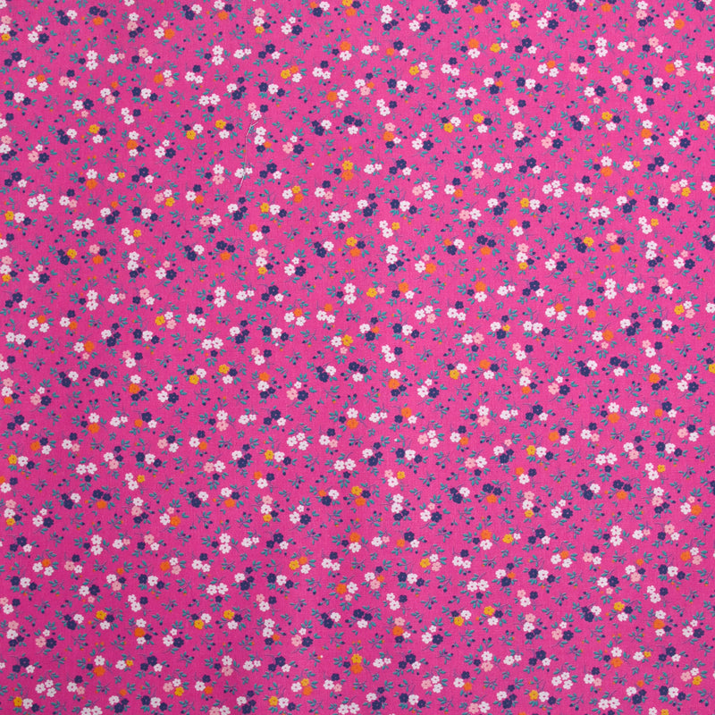 Coton imprimé fleurs de Sandra fond rose