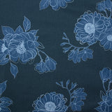 Coton imprimé fleurs fond marine