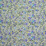 Coton imprimé Giorgia fleurs violet et bleu fond écru au mètre