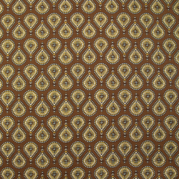 Coton imprimé goutte d'or fond marron
