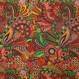 Coton imprimé labyrinthe cachemire rouge
