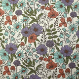 Coton imprimé le temps des fleurs fond blanc cassé