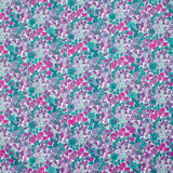 Coton imprimé Matilde fleurs canard et fuchsia au mètre