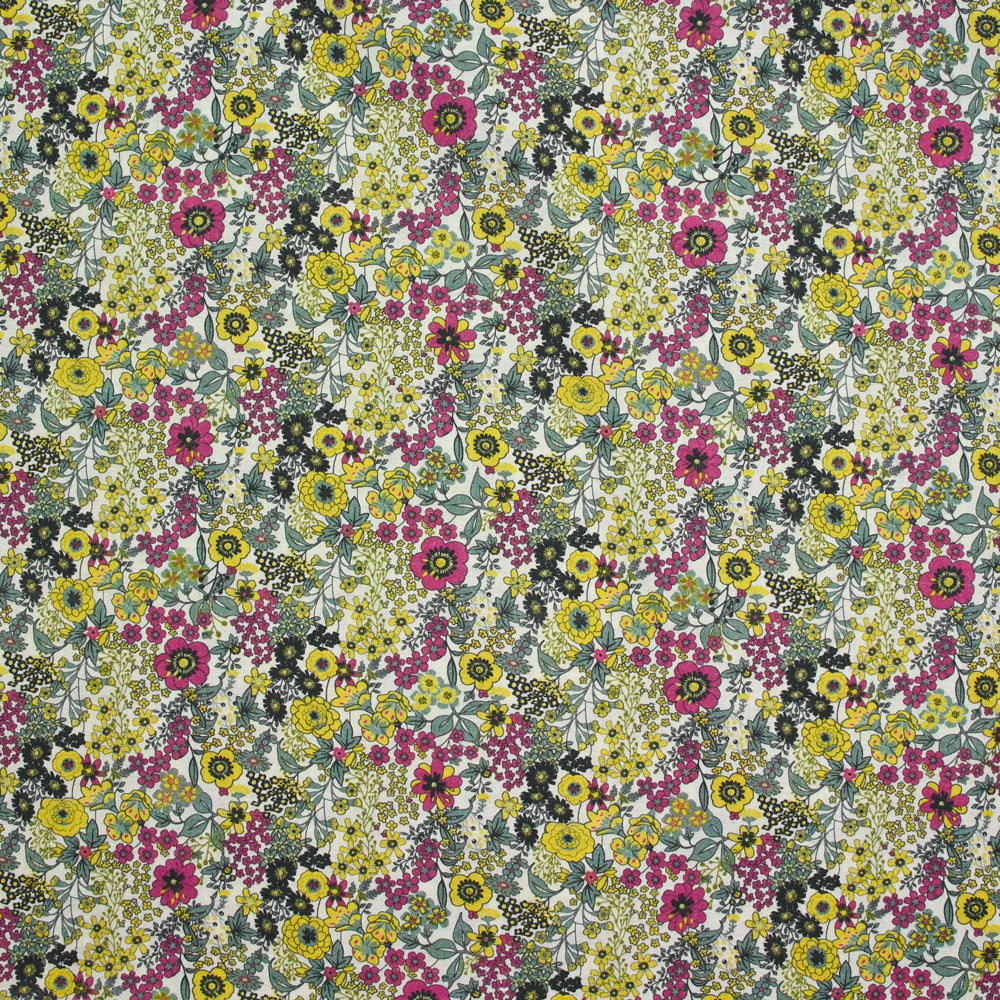 Lot De 4 Coupons De Tissu Ancien à Motifs Fleurs Et Vichy Jaune - Neuf, Idéal Pour Couture Créative