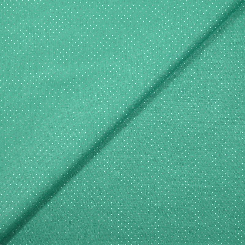 Coton imprimé mini pois fond turquoise