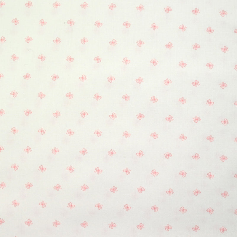 Coton imprimé noeud rose fond blanc