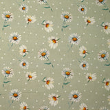 Coton imprimé peinture marguerite fond amande