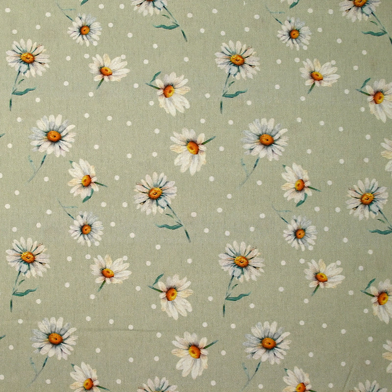 Coton imprimé peinture marguerite fond amande