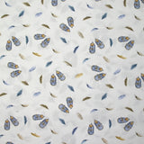 Coton imprimé plumes et souliers fond blanc
