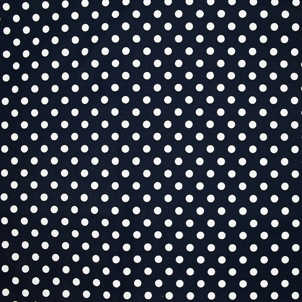 Coton imprimé pois 8mm fond bleu marine
