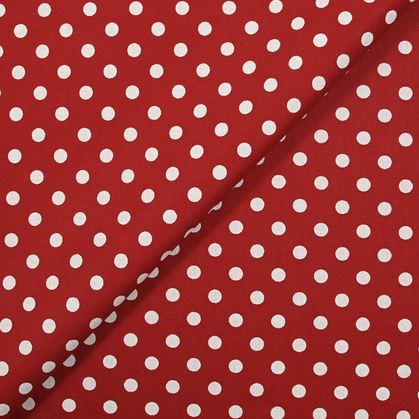 Coton imprimé pois 8mm fond rouge