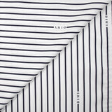 Coton imprimé rayé Dimy bleu nuit fond blanc