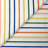 Coton imprimé rayures colorées fond blanc cassé