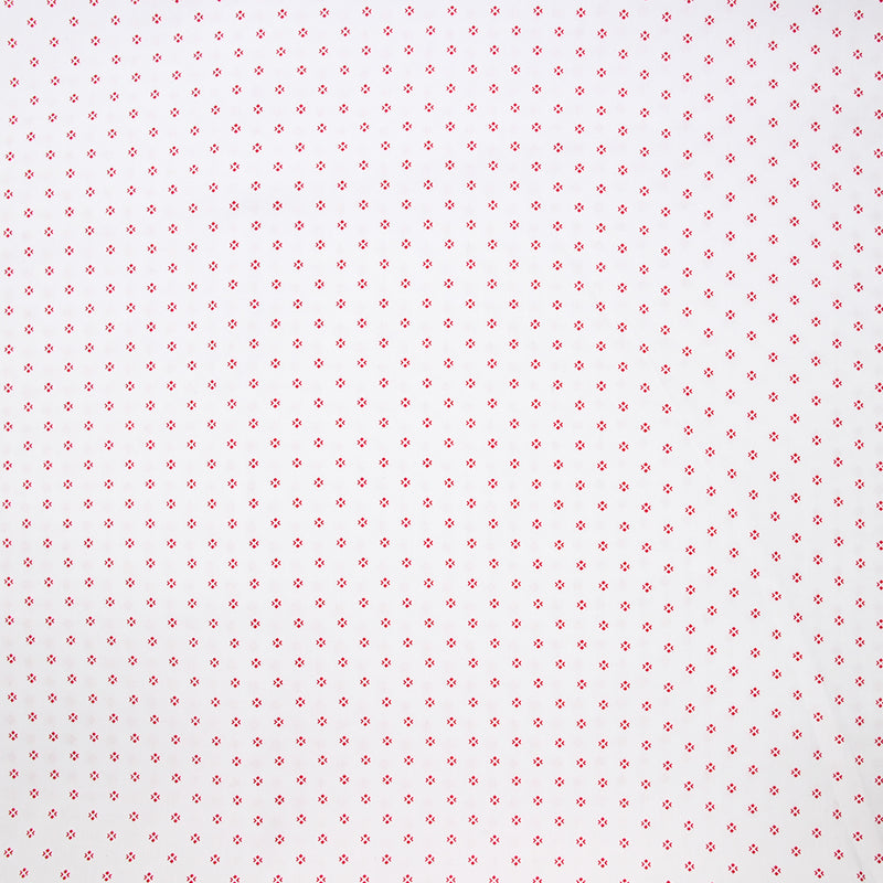 Coton imprimé signe géométrique rouge fond blanc