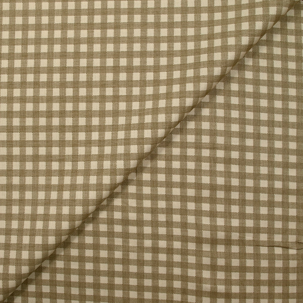 Coton imprimé vichy marron et beige