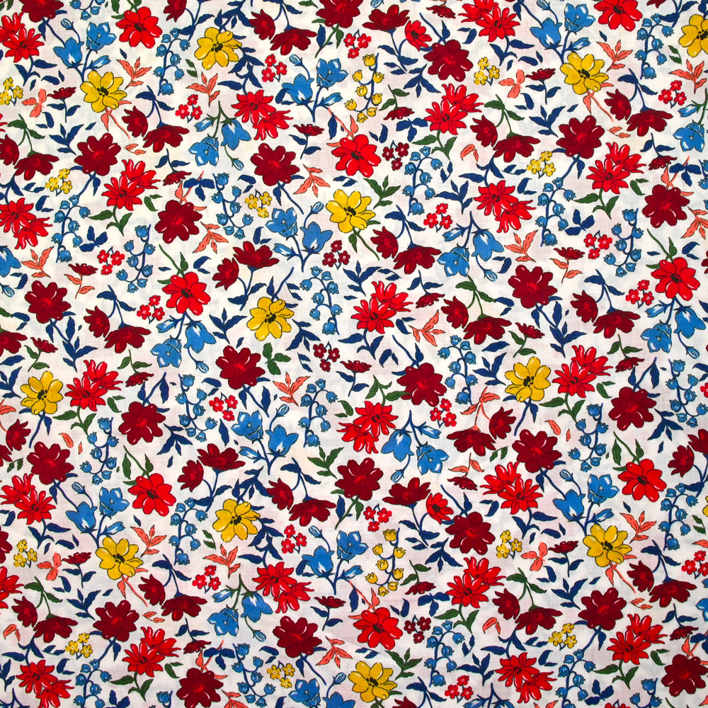 NAPPERON BRODE SUR POLYESTER BLANC CASSE 35X50 les fleurs rouges