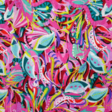 Coton imprimé Zélia rose, jaune et mauve