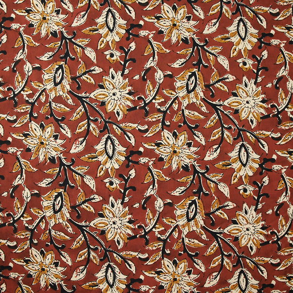 Coton indien imprimé Brahma beige fond brique