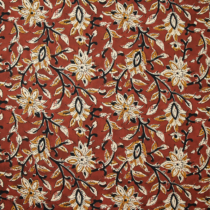 Coton indien imprimé Brahma beige fond brique